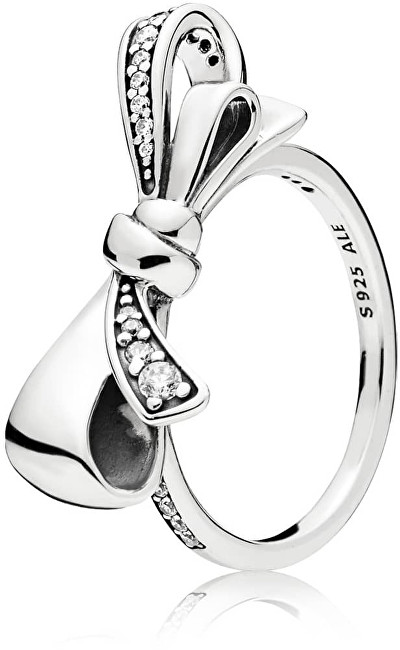 Pandora Oslnivý stříbrný prsten s mašličkou 197232CZ 54 mm