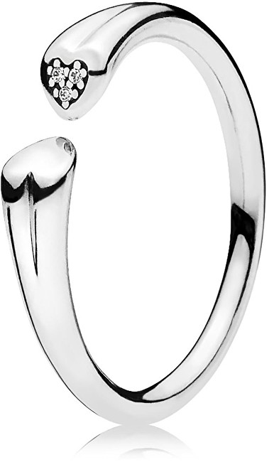 Pandora Otevřený prsten se srdíčky 196572CZ 56 mm