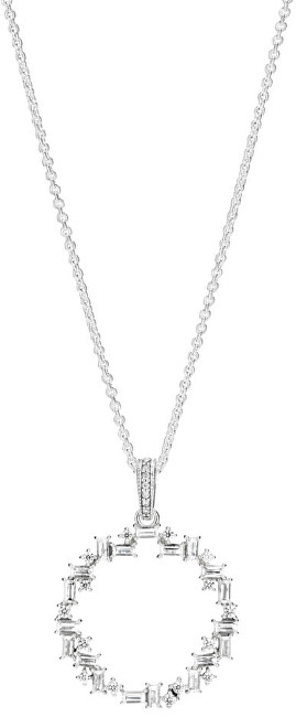 Pandora Stříbrný náhrdelník s třpytivým přívěskem 397546CZ-45 (řetízek, přívěsek)