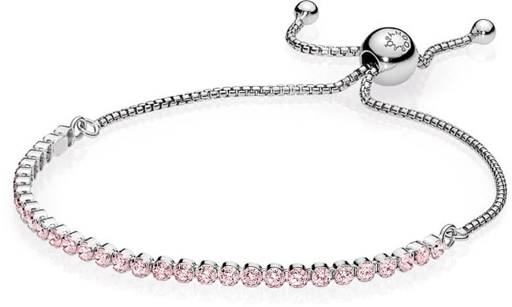 Pandora Stříbrný náramek s růžovými krystaly 590524PCZ 23 cm