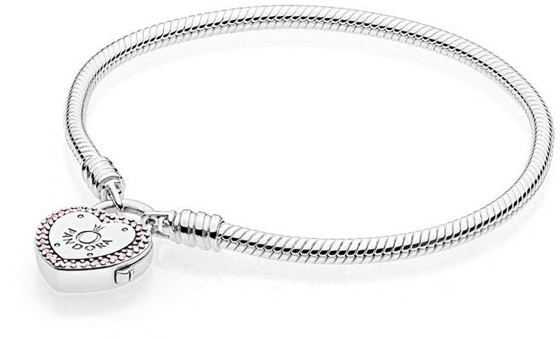 Pandora Stříbrný náramek se zámečkem ve tvaru srdce 596586fpc 21 cm