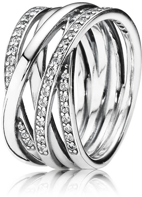 Pandora Stříbrný propletený prsten 190919CZ 54 mm