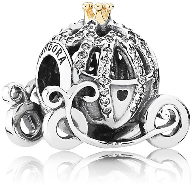Pandora Stříbrný třpytivý korálek Disney Popelčin dýňový kočár 791573CZ