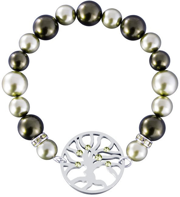 Preciosa Ocelový náramek s perlami Olive 7299 53