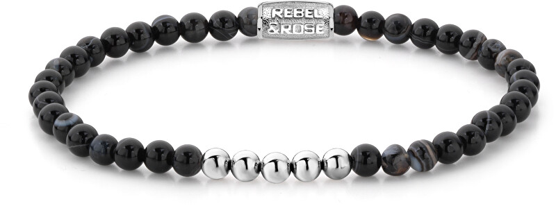 Rebel&Rose Korálkový náramek Black Velvet RR-40023-S 16,5 cm - S