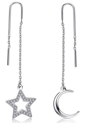 S`Agapõ Dlouhé ocelové náušnice New Moon SNM26