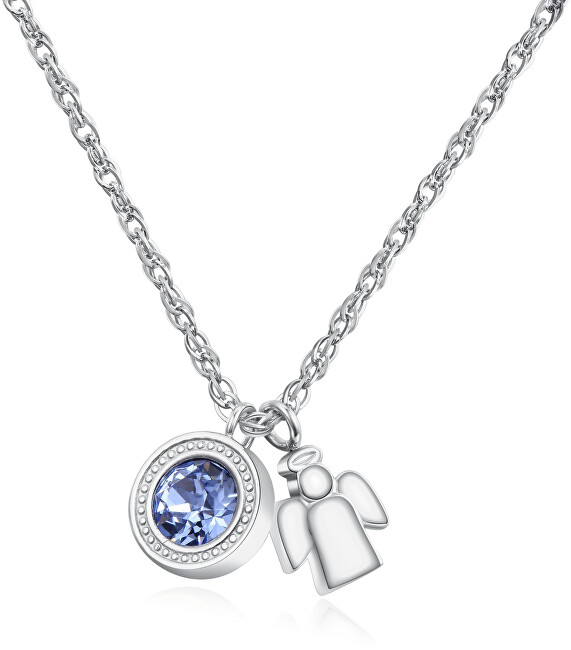 S`Agapõ Ocelový náhrdelník s krystalem a andílkem Light SKT03