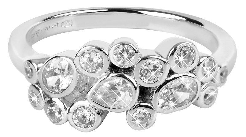 Silver Cat Oslnivý prsten se zirkony SC279 60 mm
