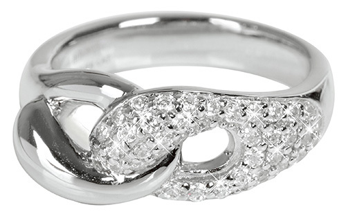 Silver Cat Propletený stříbrný prsten se zirkony SC073 58 mm