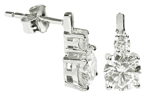 Silver Cat Stříbrné náušnice s krystaly SC126
