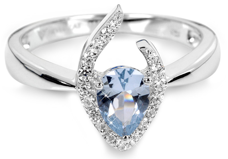 Silver Cat Stříbrný prsten s modrým krystalem SC115 58 mm