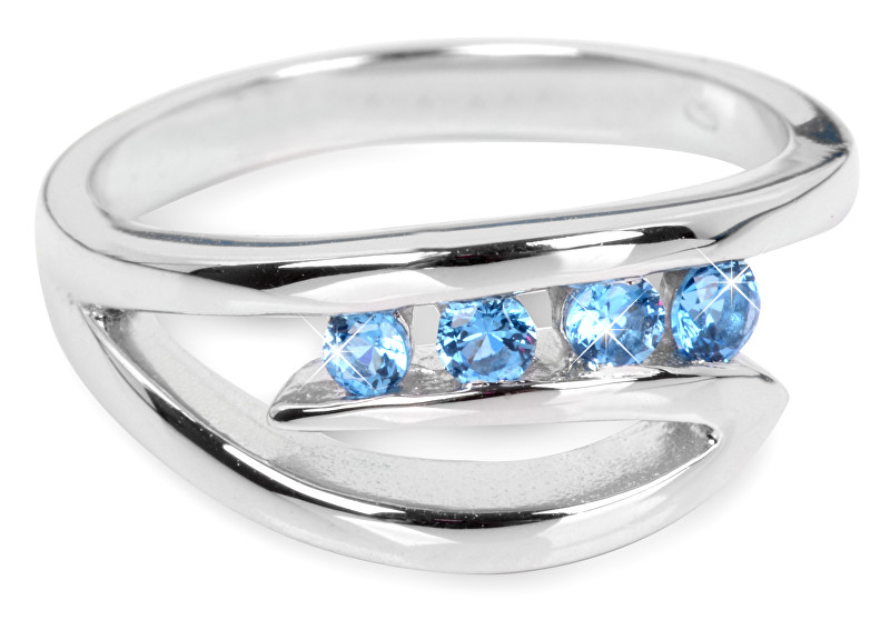 Silver Cat Stříbrný prsten s modrými krystaly SC136 58 mm