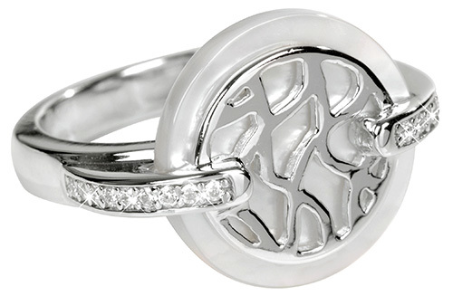 Silver Cat Stříbrný prsten s perletí a krystaly SC154 58 mm