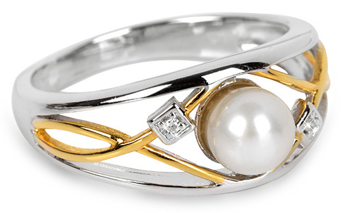 Silver Cat Stříbrný prsten s perlou a krystaly SC151 60 mm