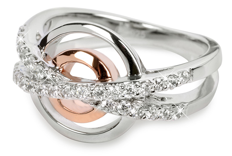 Silver Cat Stříbrný prsten s krystaly SC025 58 mm