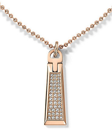 Tommy Hilfiger Bronzový náhrdelník se zipem s krystaly TH2700720