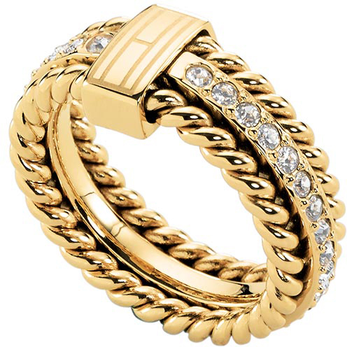Tommy Hilfiger Nádherný pozlacený prsten s krystaly TH2700602 58 mm