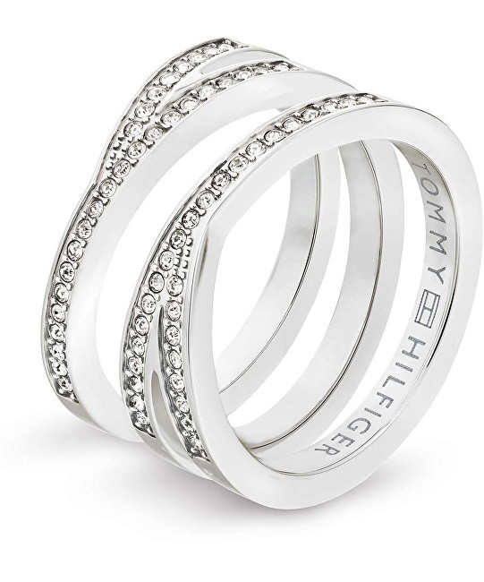 Tommy Hilfiger Proplétaný ocelový prsten s krystaly TH2701098 56 mm