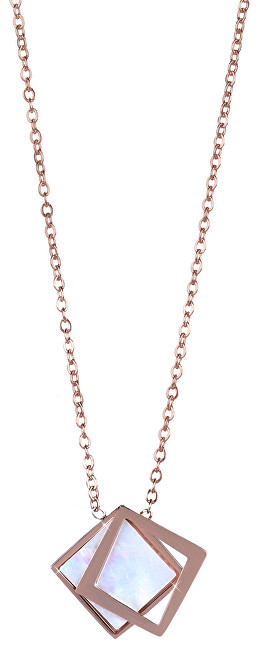 Troli Bronzový náhrdelník s perleťovým dvojitým přívěskem