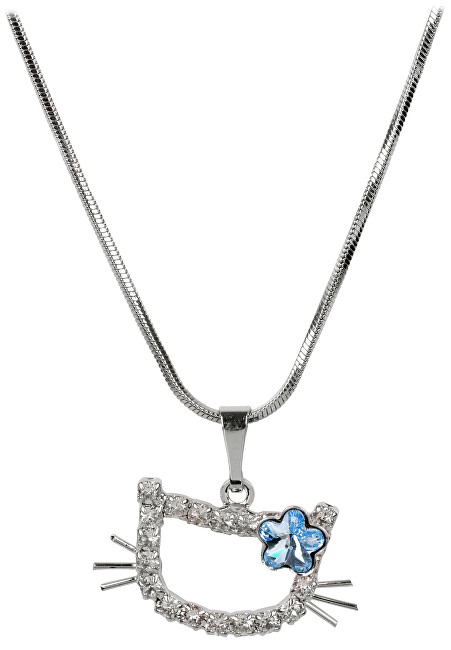 Troli Dívčí náhrdelník Kočička s kytičkou Aquamarine