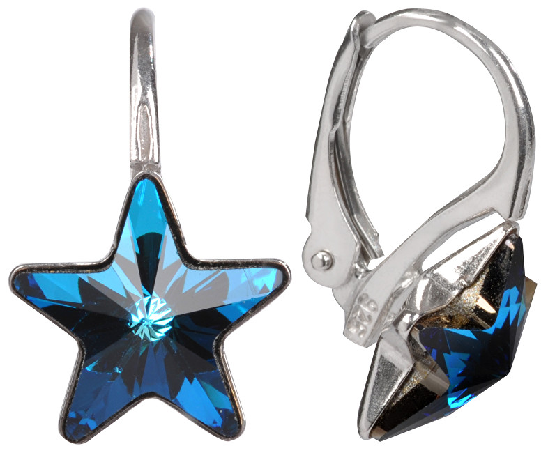 Troli Dívčí stříbrné náušnice Star 10 mm Bermuda Blue