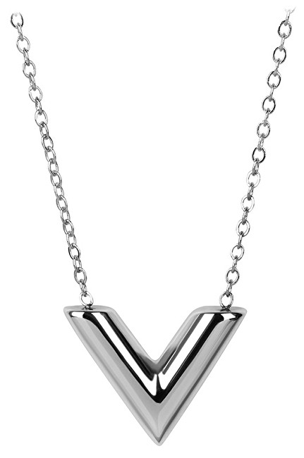 Troli Ocelový náhrdelník s přívěskem ve tvaru &quot;V&quot;