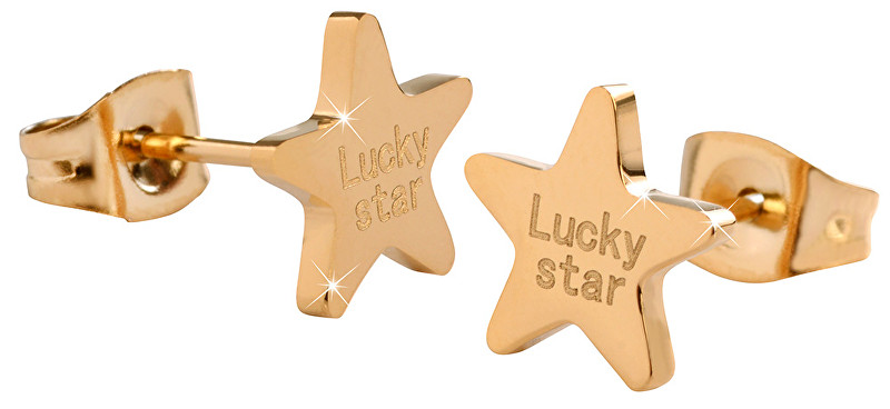 Troli Pozlacené ocelové náušnice Lucky Star KE-014