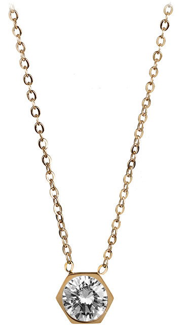 Troli Pozlacený ocelový náhrdelník s hexagonem