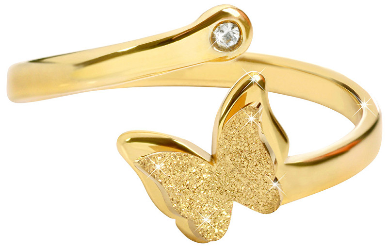 Troli Romantický pozlacený prsten s motýlkem
