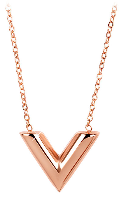 Troli Růžově pozlacený náhrdelník s přívěskem ve tvaru &quot;V&quot;