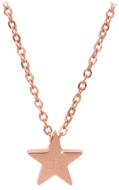 Troli Růžově pozlacený ocelový náhrdelník Lucky Star