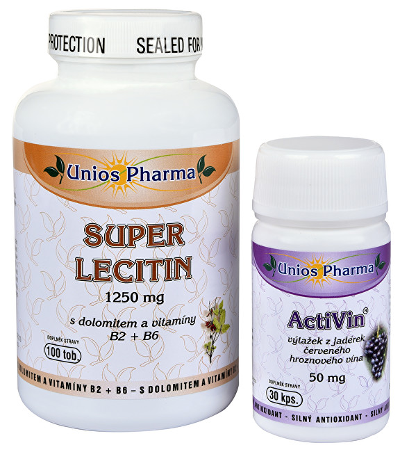 Unios Pharma Super Lecitin s dolomitem a vitamíny B2, B6 100 tob. + Activin 30 tbl. ZDARMA