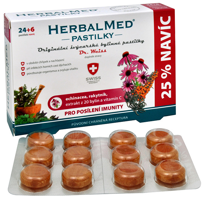 Simply You HerbalMed pastilky Dr. Weiss pro posílení imunity 24 pastilek + 6 pastilek ZDARMA