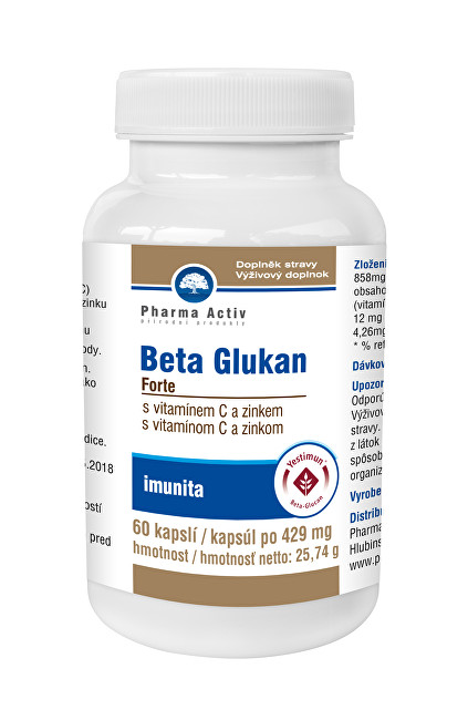 Pharma Activ Beta Glukan Forte s vitamínem C a zinkem 60 kapslí