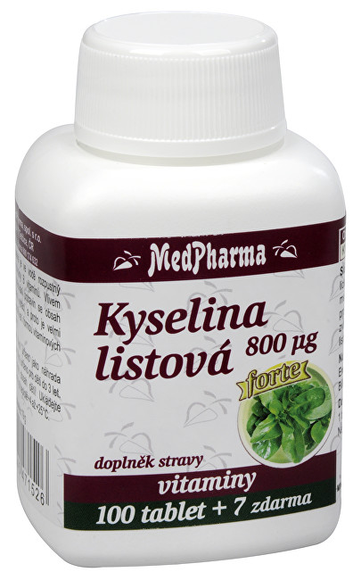 MedPharma Kyselina listová Forte 800 µg 100 tbl. + 7 tbl. ZDARMA