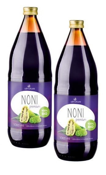 Allnature Noni Premium - 100% Bio šťáva 1 + 1 ZDARMA (500 ml + 500 ml)