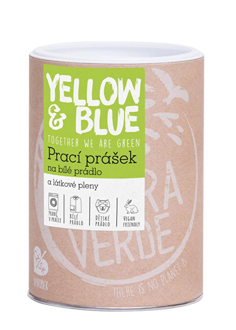Yellow & Blue Prací prášek z mýdlových ořechů na bílé prádlo a pleny s dezinfekčním účinkem 850 g