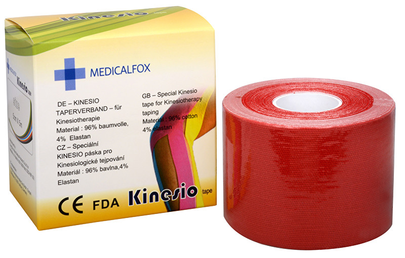 Medicalfox Tejpovací páska Kinezio 5 cm x 5 m Červená