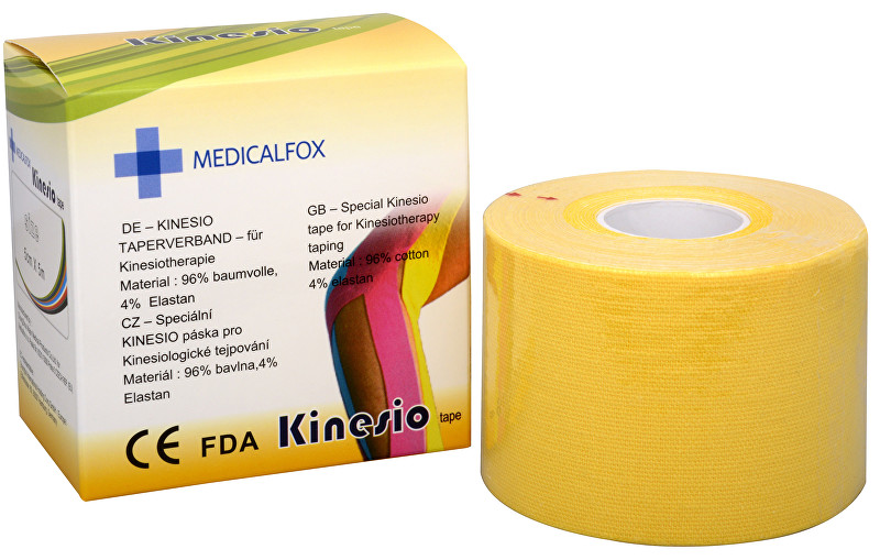Medicalfox Tejpovací páska Kinezio 5 cm x 5 m Žlutá