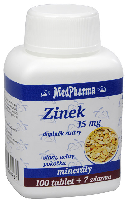 MedPharma Zinek 15 mg 100 tbl. + 7 tbl. ZDARMA