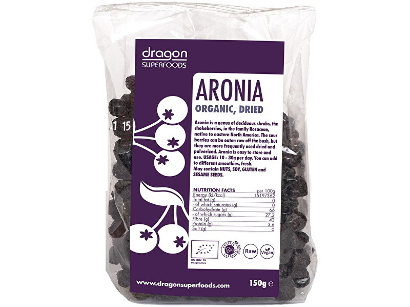 Zobrazit detail výrobku Dragon superfoods Bio Aronie sušený plod 150g Zobrazit detail výrobku Dragon superfoods Bio Aronie sušený plod 150g