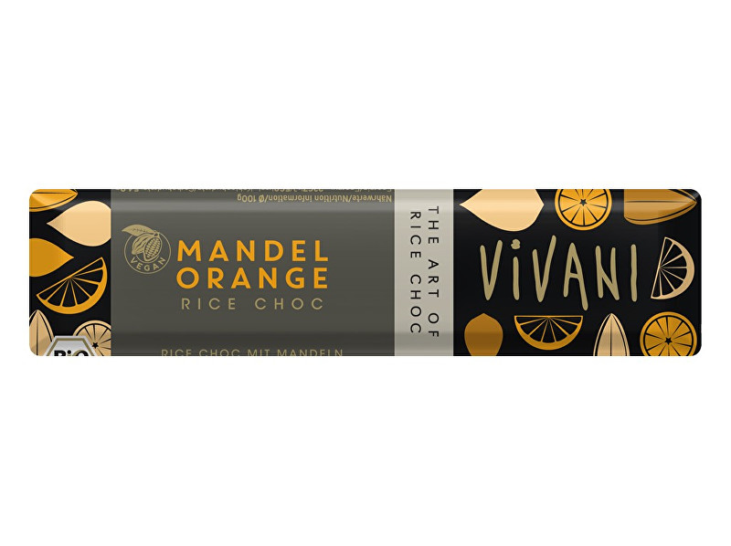 VIVANI Bio tyčinka Čoko s rýžovým mlékem, mandlemi a pomerančem 35g