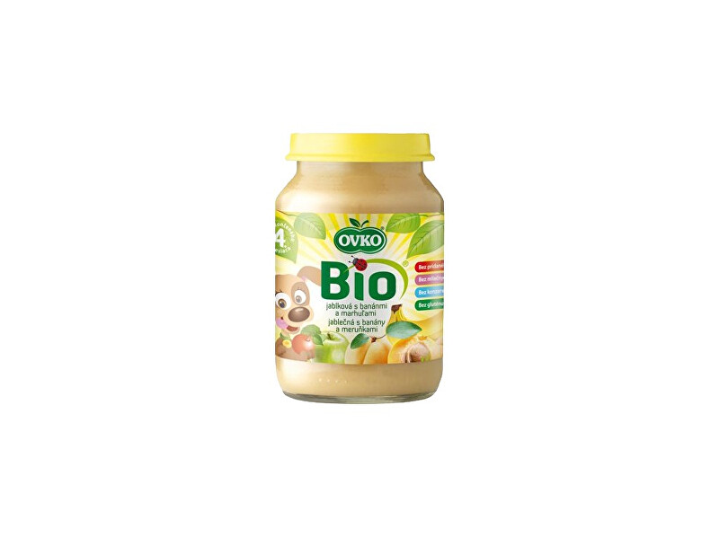 OVKO Bio Dětská výživa jablečná s banány a meruňkami OVKO 190g