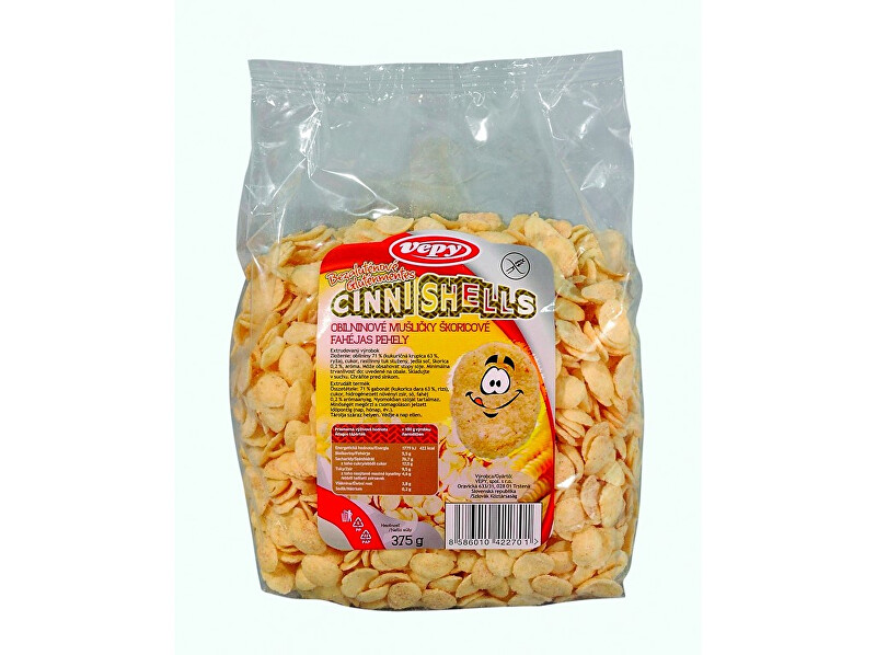 Zobrazit detail výrobku Vepy Mušličky obil. skořicové bezlepkové 375g Zobrazit detail výrobku Vepy Mušličky obil. skořicové bezlepkové 375g
