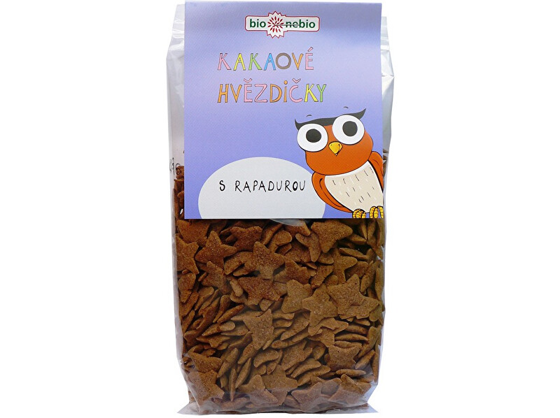 Zobrazit detail výrobku Bio nebio s. r. o. Bio kakaové hvězdičky s rapadurou 150g Zobrazit detail výrobku Bio nebio s. r. o. Bio kakaové hvězdičky s rapadurou 150g