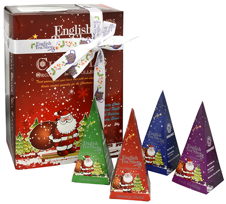 English Tea Shop Dárková kolekce 12 pyramidek Červený Santa 4 příchutě