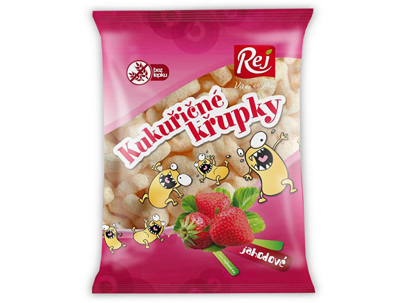 Zobrazit detail výrobku REJ S.R.O. Kukuřičné křupky jahodové 90g Zobrazit detail výrobku REJ S.R.O. Kukuřičné křupky jahodové 90g