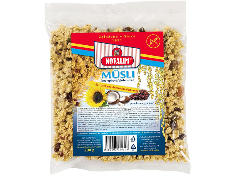 Zobrazit detail výrobku Novalim Bezlepkové granulované musli s rozinkami 200g Zobrazit detail výrobku Novalim Bezlepkové granulované musli s rozinkami 200g
