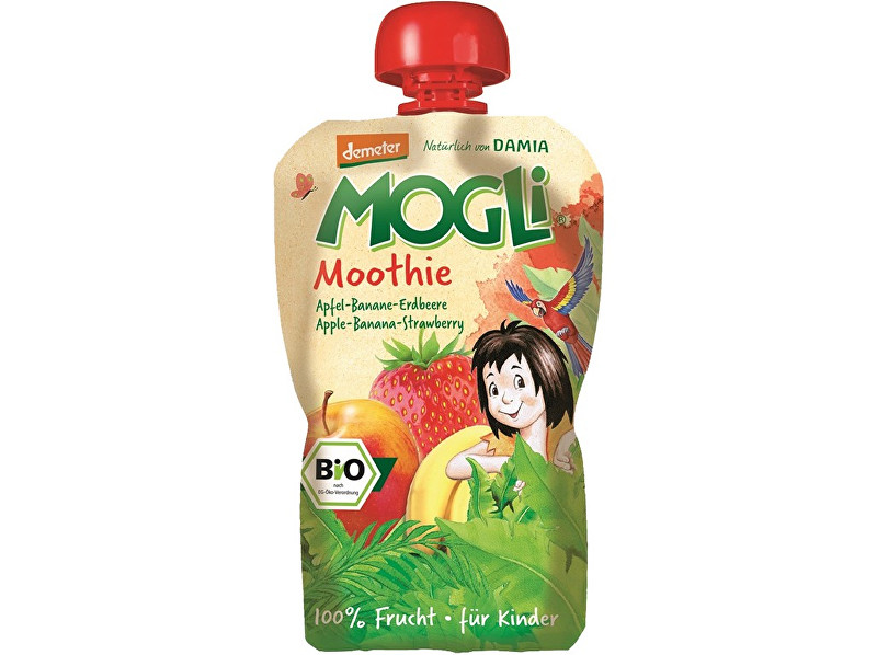 Zobrazit detail výrobku MOGLI Bio Ovocné pyré Moothie jablko banán jahoda bez cukru 100g Zobrazit detail výrobku MOGLI Bio Ovocné pyré Moothie jablko banán jahoda bez cukru 100g