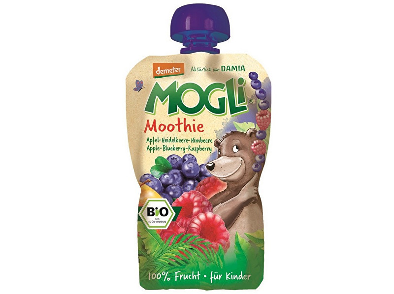 MOGLI Bio Ovocné pyré Moothie jablko borůvka malina bez cukru 100g